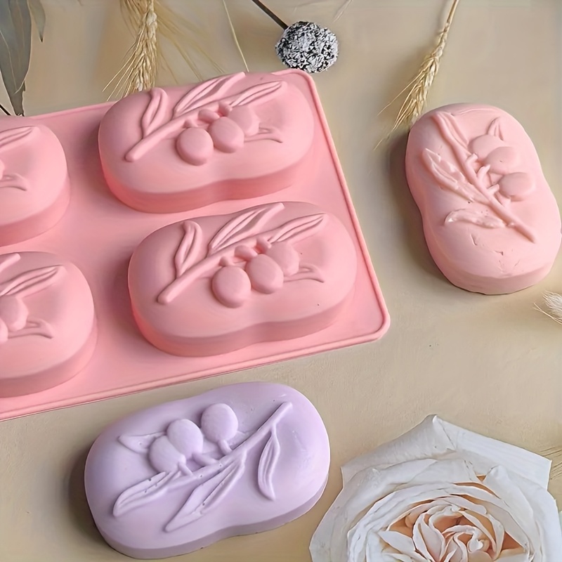 Soap Making Experiment - 4-Cavity Oval Zeytin Ağacı Silikon Sabun